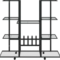 Discount Växtställ på hjul 94,5x24,5x91,5 cm svart järn - Blomställ - Växtställ - Home & Living Växtställ