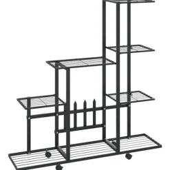 vidaXL Växtställ på hjul 94,5x25x92,5 cm svart metall