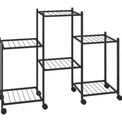 vidaXL Växtställ på hjul 83x25x63,5 cm svart järn