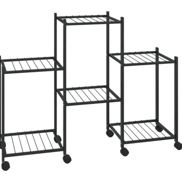 vidaXL Växtställ på hjul 83x25x63,5 cm svart järn