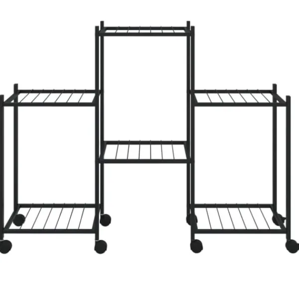 vidaXL Växtställ på hjul 83x25x63,5 cm svart järn