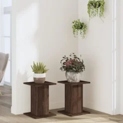Växtställ 2-pack - Hållbart konstruerat trä | Färg: Brun | Storlek: 30x30x40 cm