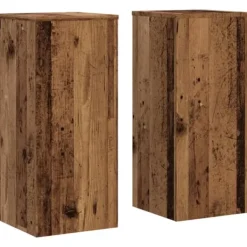 Hot Växtställ 2-pack av konstruerat trä - Perfekt för inomhusbruk | Storlek: 30x30x70 cm | Färg: Åldrat trä Växtställ