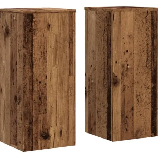 Hot Växtställ 2-pack av konstruerat trä - Perfekt för inomhusbruk | Storlek: 30x30x70 cm | Färg: Åldrat trä Växtställ