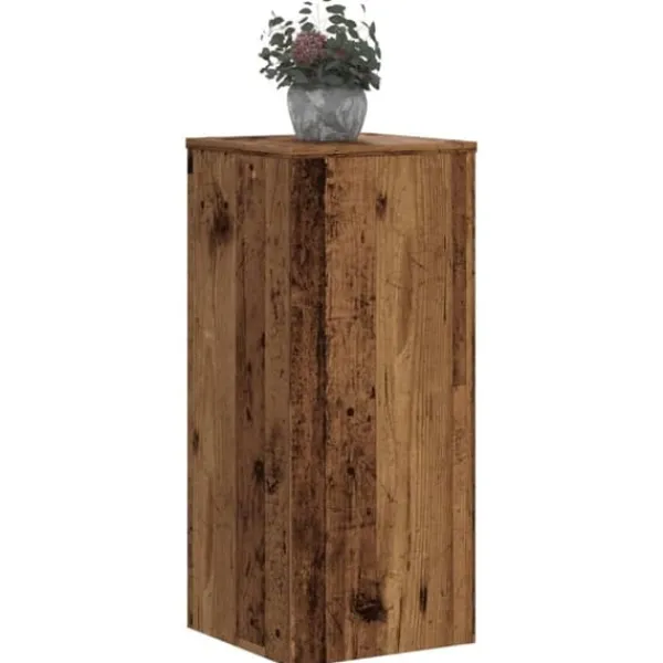 Hot Växtställ 2-pack av konstruerat trä - Perfekt för inomhusbruk | Storlek: 30x30x70 cm | Färg: Åldrat trä Växtställ