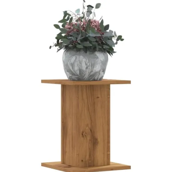 Växtställ 2-pack i konstruerat trä - Stabil och hållbar | Storlek: 30x30x40 cm | Färg: Ek