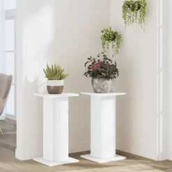 Växtställ 2-pack i konstruerat trä | Stabil och hållbar | Färg: Vit | Storlek: 30x30x60 cm