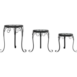 Best Växtställ 3-pack i svart och vit keramik - Mosaikdesign | Färg: Svart/Vit | Storlek: Standard Växtställ