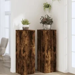 Växtställ 2-pack rökfärgad ek | Storlek: 33x33x100 cm | Konstruerat trä