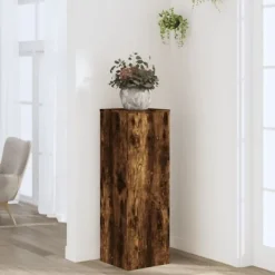 Clearance Växtställ rökfärgad ek 33x33x100 cm konstruerat trä Växtställ