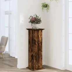 Sale Växtställ rökfärgad ek 33x33x100 cm konstruerat trä Växtställ