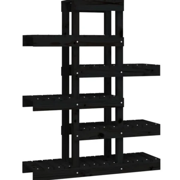 vidaXL Växtställ Svart 85x25x109,5 cm massiv furu