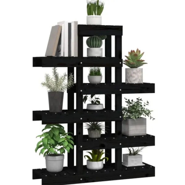 vidaXL Växtställ Svart 85x25x109,5 cm massiv furu