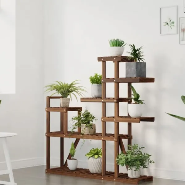 Outlet Växtställ 110x25x111 cm massivt granträ Växtställ