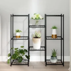 vidaXL Växtställ 83x25x80 cm svart järn
