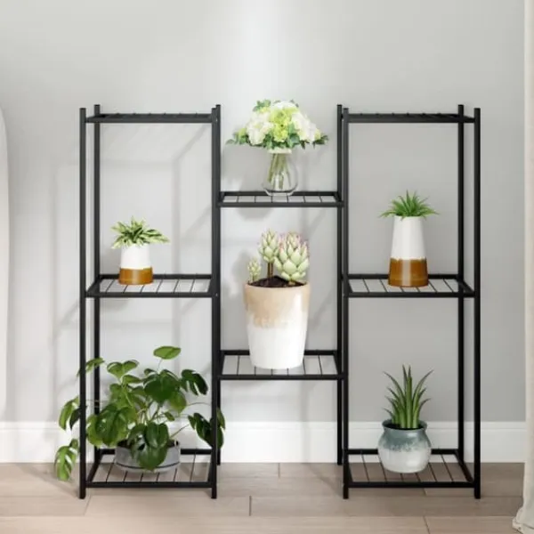 vidaXL Växtställ 83x25x80 cm svart järn