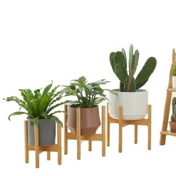 Clearance Växtställning, Bambumaterial, Mått 50cm x 30cm x 80cm, Viktkapacitet 20kg per hylla, Inomhus- och utomhuskompatibilitet, Självständig installation Växtställ