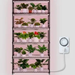 Växtställning med växtlampa 180W, 6 Eters, inomhus växtskåp, justerbar ljusstyrka, modern design för inomhusplantering