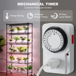Växtställning med växtlampa 180W, 6 Eters, inomhus växtskåp, justerbar ljusstyrka, modern design för inomhusplantering