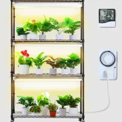 Växtställning med växtlampor 180W, justerbar höjd, energieffektiv belysning, 59,1 cm hög, perfekt för inomhusodling och snabb tillväxt