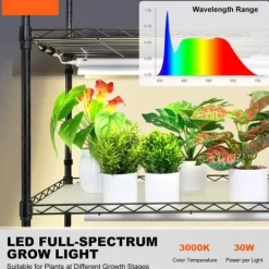 Växtställning med växtlampor 180W, justerbar höjd, energieffektiv belysning, 59,1 cm hög, perfekt för inomhusodling och snabb tillväxt