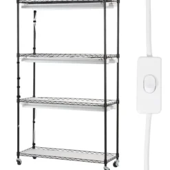 Växtställning med växtlampor 180W, justerbar höjd, energieffektiv belysning, 59,1 cm hög, perfekt för inomhusodling och snabb tillväxt