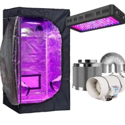 Outlet Växttältset, Fullspektrum LED-lampa, Hållbara material,80x80x160cm kit, Paket B Kit För Växt- & Örtplantering