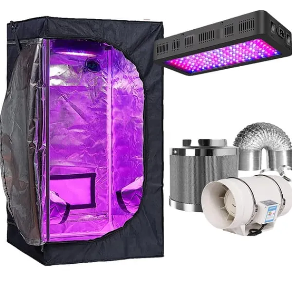 Outlet Växttältset, Fullspektrum LED-lampa, Hållbara material,80x80x160cm kit, Paket B Kit För Växt- & Örtplantering