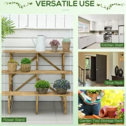 New Växttrappa 3 steg gran 100x80x78 cm för trädgård balkong terrass Växtställ