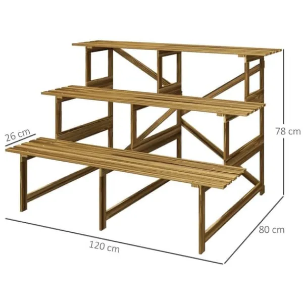 Växttrappa/blomhylla 3 steg gran 120x80x78 cm för trädgård balkong terrass