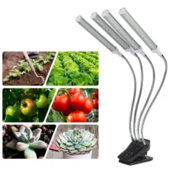 Best 96W LED Grow Lamp LCD Display 4 Head 360° Justerbar Silver Plant Grow Light för växthus 100‑240VUK Plugg Kit För Växt- & Örtplantering