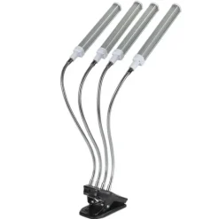 Best 96W LED Grow Lamp LCD Display 4 Head 360° Justerbar Silver Plant Grow Light för växthus 100‑240VUK Plugg Kit För Växt- & Örtplantering