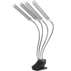 Best 96W LED Grow Lamp LCD Display 4 Head 360° Justerbar Silver Plant Grow Light för växthus 100‑240VUK Plugg Kit För Växt- & Örtplantering