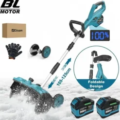 3500W 320MM 18V Borstlös Elektrisk Snöslunga – Sladdlös Snöborste Snöskyffel för Uppfart, Gård , Gata och Trottoar – med 2 batterier