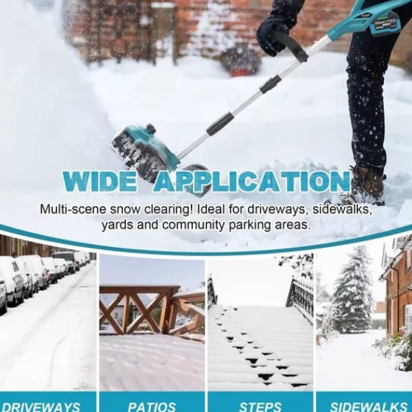 3500W 320MM 18V Borstlös Elektrisk Snöslunga – Sladdlös Snöborste Snöskyffel för Uppfart, Gård , Gata och Trottoar – med 2 batterier