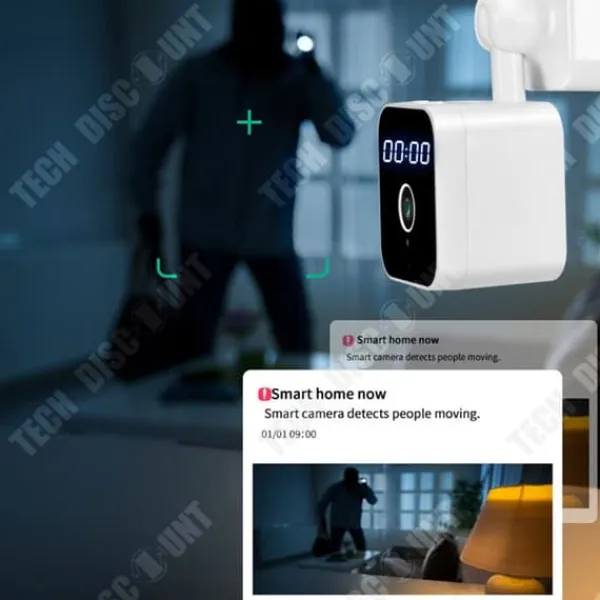 Hot Wifi Klockkamera - TD® - HD 1080P - 360° Panoramavy - Infraröd Nattseende Säkerhetsmonitorer & Videokameror
