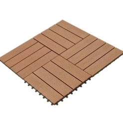 Sale WPC Klickgolv 11-pack - Vattenavvisande Träplaster | Färg: Brun | Storlek: 30x30 cm Trädgårdsprydnader