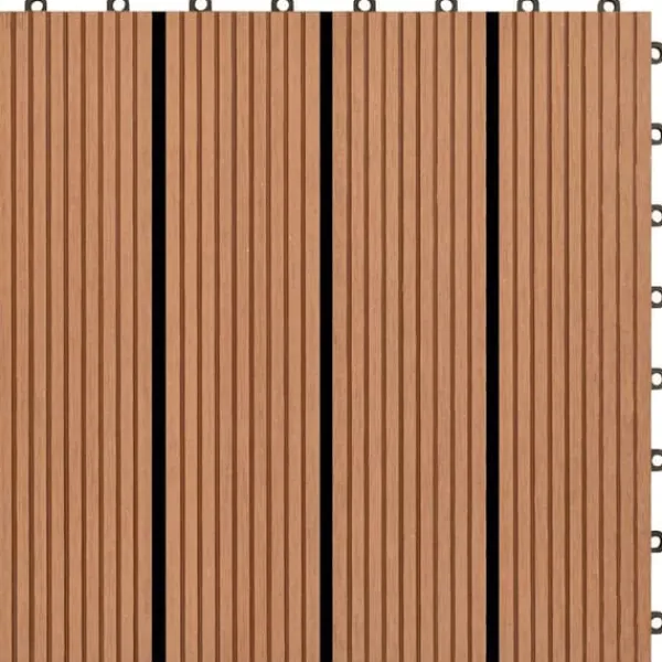 Sale WPC Klickgolv 11-pack - Vattenavvisande Träplaster | Färg: Brun | Storlek: 30x30 cm Trädgårdsprydnader
