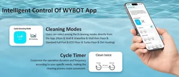 Hot WYBOT C2 Vision Robotic Pool Cleaner - Smart Vision Navigation - 180min Runtime - 8 Cleaning Modes - For Pools up to 180㎡ Pool- & Spatillbehör