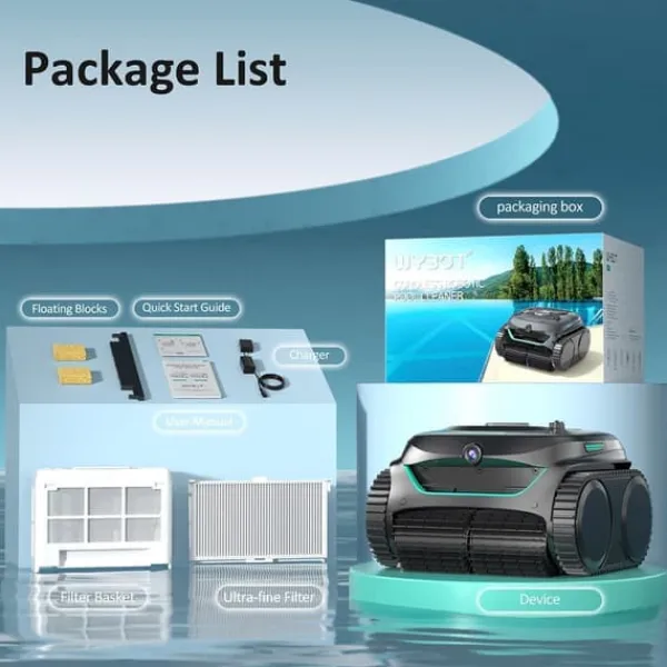 Hot WYBOT C2 Vision Robotic Pool Cleaner - Smart Vision Navigation - 180min Runtime - 8 Cleaning Modes - For Pools up to 180㎡ Pool- & Spatillbehör