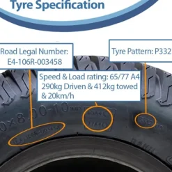 20x8.00-10 Gräsklippare Gräs Däck Wanda P332 Turf E-Marked Road Legal (uppsättning av 2)