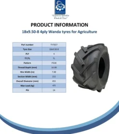 Clearance 18x9.50-8 Open center, klyftade, rotovator, lug industriella anläggningsdäck - set om 2 Trädgårdsmaskiner