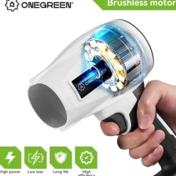 YOFIDRA Elektrisk Borstlös Turbofläkt Blåsare Sladdlösa Löv- och dammblåsningsverktyg Med 2 batterier Trädgårdsmaskiner