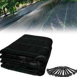 YUENFONG Mulchduk, Anti Ogräs 100 g-m², Rivbeständig, Anti-UV och vattengenomsläpplig, Svart (2×10 m) Markduk & Fiberduk