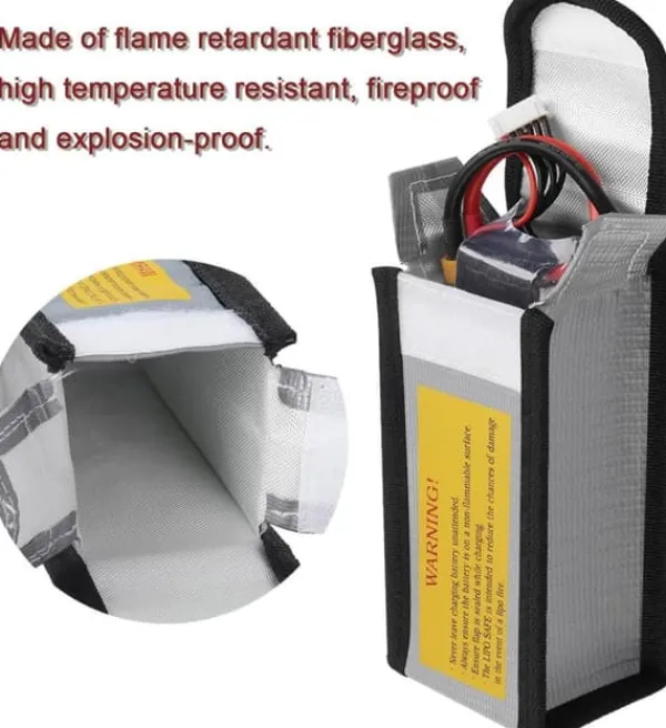 Best Yunique - Säkerhetsväska för Lipo-batterier, 1 st, flamskyddsmedel och anti-explosionsmaterial, mått 125x64x50 mm - Skyddsfodral för RC Beredskapsplaner